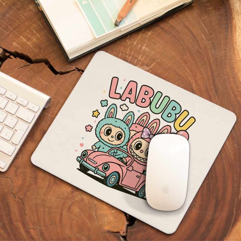 PC, gaming si accesorii - Periferice PC - Mousepad - Mousepad Labubu Car Trip Excursie CoolTrend, 21x19cm - Infinity.ro