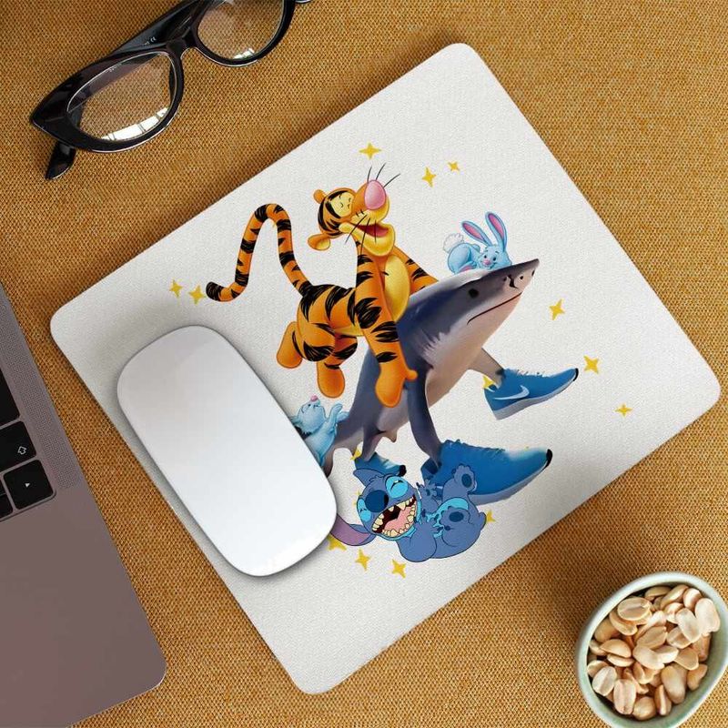 PC, gaming si accesorii - Periferice PC - Mousepad - Mousepad Tigger Tralalero Tralala Stitch Tigru Rechin CoolTrend, 21x19cm - Infinity.ro