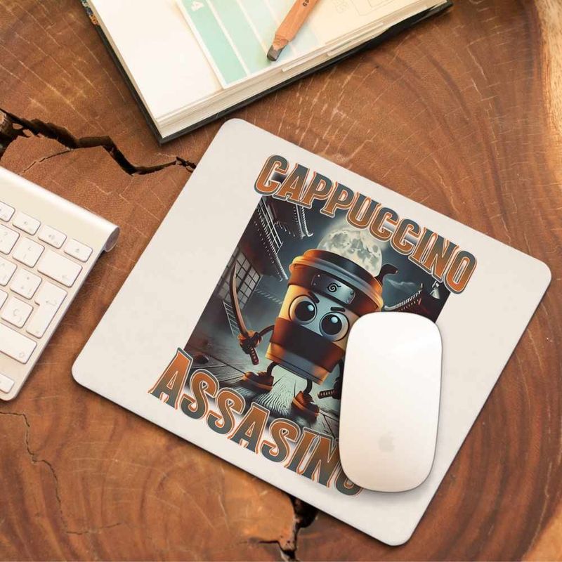 PC, gaming si accesorii - Periferice PC - Mousepad - Mousepad Italian Cappuccino Assassino Brainrot CoolTrend, 21x19cm - Infinity.ro