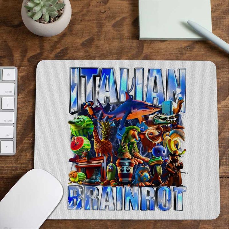 PC, gaming si accesorii - Periferice PC - Mousepad - Mousepad Italian Retro Meme Shark Brainrot Italia CoolTrend, 21x19cm - Infinity.ro