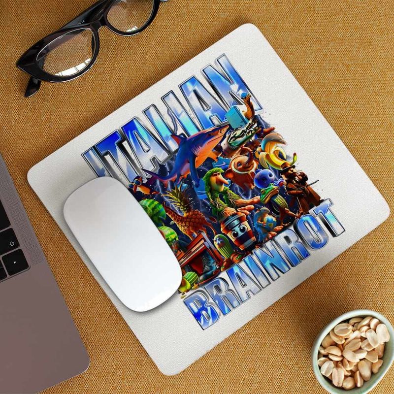 PC, gaming si accesorii - Periferice PC - Mousepad - Mousepad Italian Retro Meme Shark Brainrot Italia CoolTrend, 21x19cm - Infinity.ro