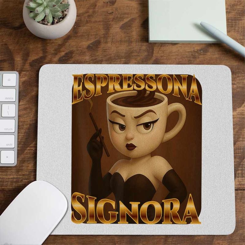 PC, gaming si accesorii - Periferice PC - Mousepad - Mousepad Espressona Signora Brainrot Brain Rot CoolTrend, 21x19cm - Infinity.ro