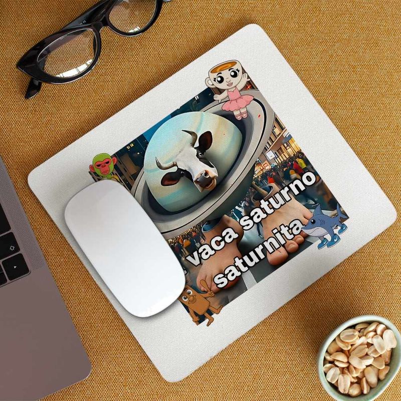 PC, gaming si accesorii - Periferice PC - Mousepad - Mousepad Vaca Saturno Saturnita Italian Meme Brainrot Brain Rot CoolTrend, 21x19cm - Infinity.ro
