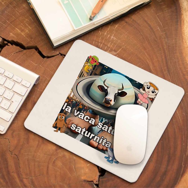 PC, gaming si accesorii - Periferice PC - Mousepad - Mousepad Vaca Saturno Saturnita Italian Meme Brainrot Brain Rot CoolTrend, 21x19cm - Infinity.ro