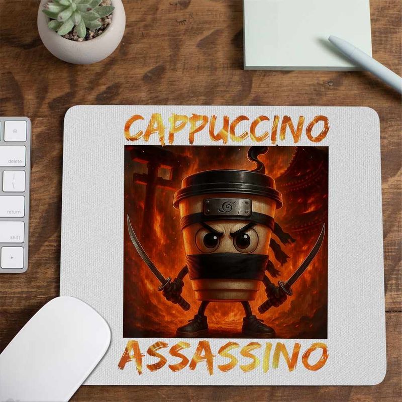 PC, gaming si accesorii - Periferice PC - Mousepad - Mousepad Italia Cappuccino Assassino Brainrot CoolTrend, 21x19cm - Infinity.ro