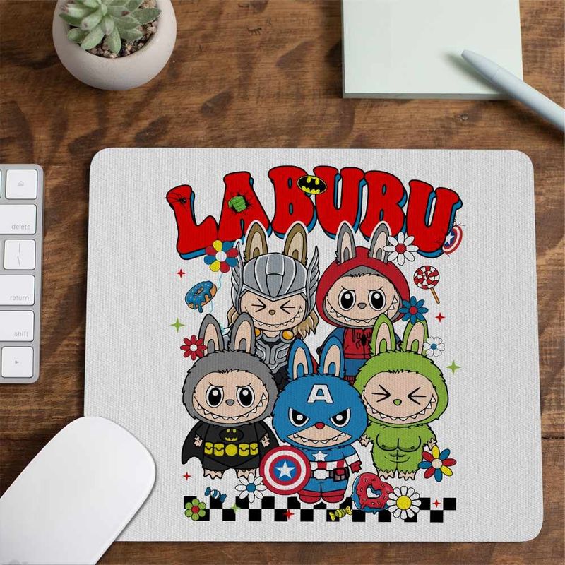 PC, gaming si accesorii - Periferice PC - Mousepad - Mousepad Labubu Supereroi Marvel CoolTrend, 21x19cm - Infinity.ro