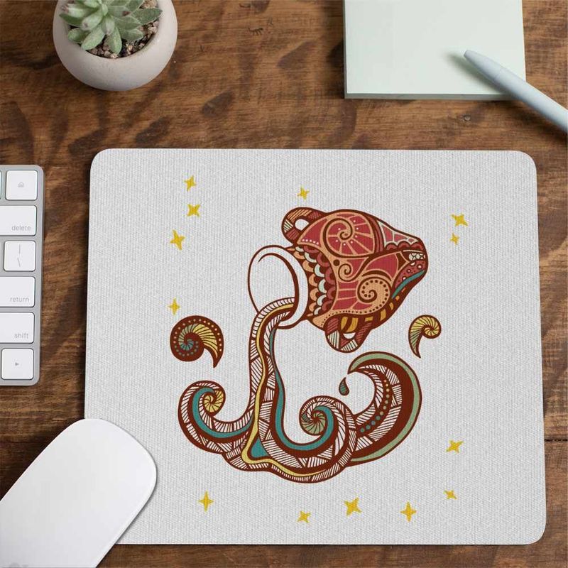 PC, gaming si accesorii - Periferice PC - Mousepad - Mousepad Varsator Zodiac Horoscop Aquarius Mandala Astrologie CoolTrend, 21x19cm - Infinity.ro