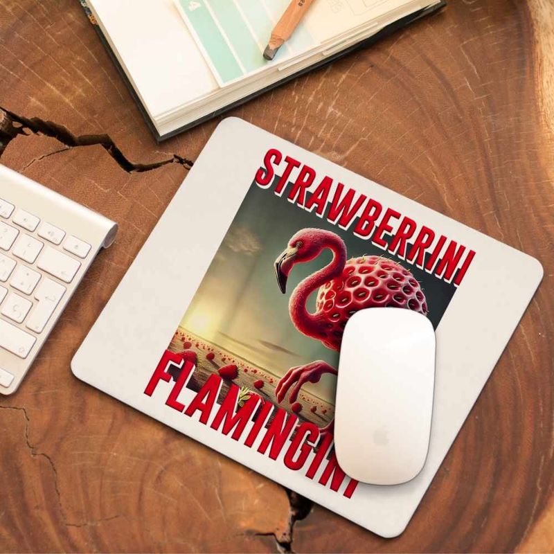 PC, gaming si accesorii - Periferice PC - Mousepad - Mousepad Strawberrini Flamingini Brainrot CoolTrend, 21x19cm - Infinity.ro