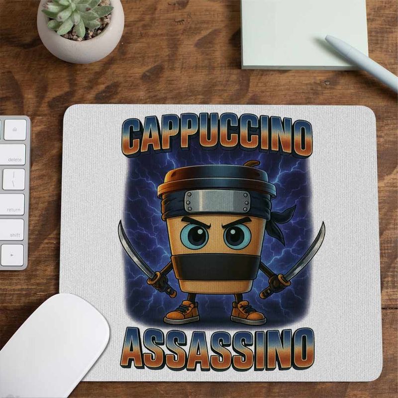 PC, gaming si accesorii - Periferice PC - Mousepad - Mousepad Cappuccino Assassino Ninja Brainrot CoolTrend, 21x19cm - Infinity.ro