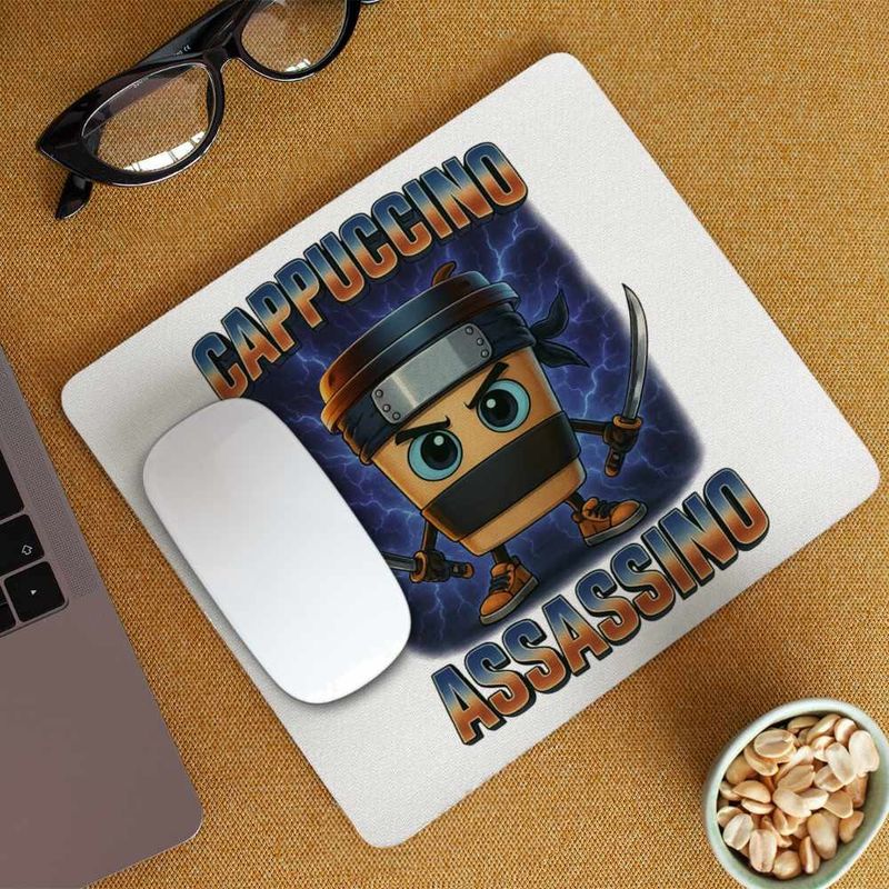 PC, gaming si accesorii - Periferice PC - Mousepad - Mousepad Cappuccino Assassino Ninja Brainrot CoolTrend, 21x19cm - Infinity.ro