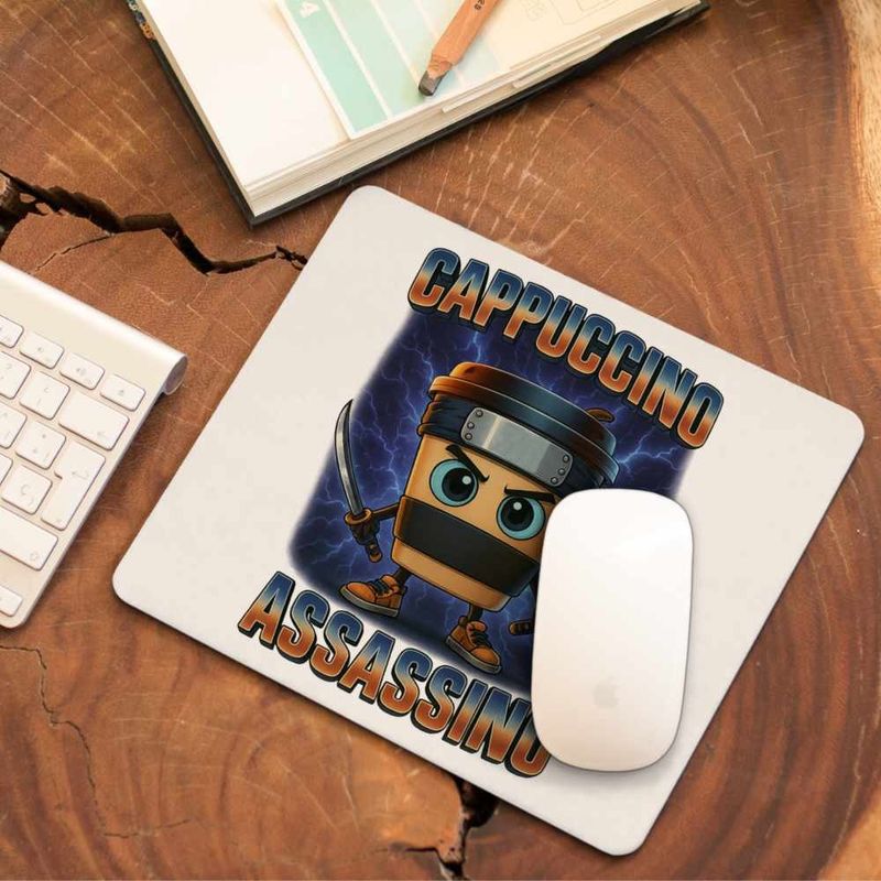 PC, gaming si accesorii - Periferice PC - Mousepad - Mousepad Cappuccino Assassino Ninja Brainrot CoolTrend, 21x19cm - Infinity.ro