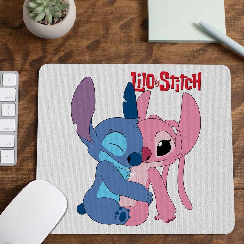 PC, gaming si accesorii - Periferice PC - Mousepad - Mousepad Stitch Angel Hug Valentines Day Dragobete CoolTrend, 21x19cm - Infinity.ro