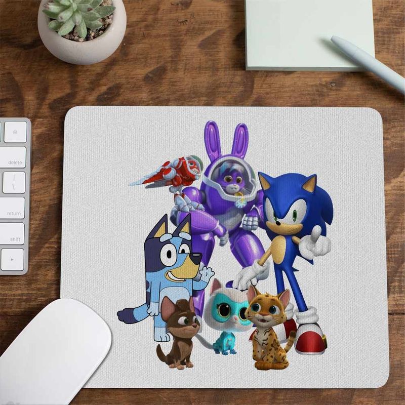PC, gaming si accesorii - Periferice PC - Mousepad - Mousepad Robogobo Bluey Sonic Super Pisicute CoolTrend, 21x19cm - Infinity.ro