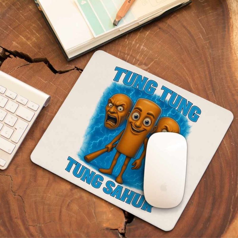 PC, gaming si accesorii - Periferice PC - Mousepad - Mousepad Tung Tung Tung Sahur Brainrot Meme CoolTrend, 21x19cm, albastru - Infinity.ro