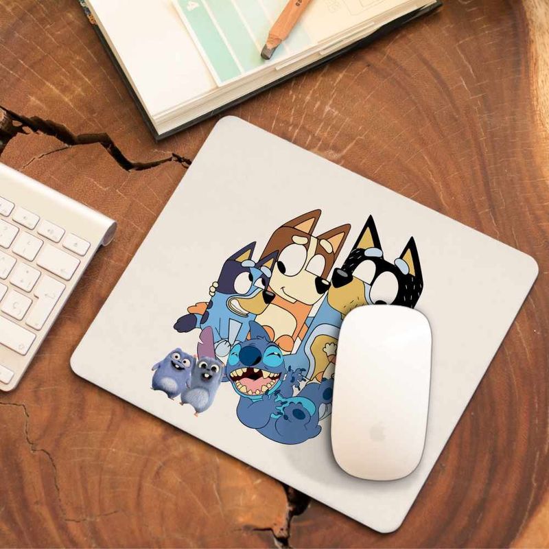PC, gaming si accesorii - Periferice PC - Mousepad - Mousepad Bluey Family Stitch Stich Bingo CoolTrend, 21x19cm - Infinity.ro
