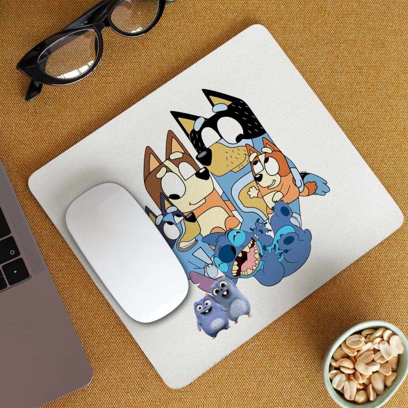 PC, gaming si accesorii - Periferice PC - Mousepad - Mousepad Bluey Family Stitch Stich Bingo CoolTrend, 21x19cm - Infinity.ro