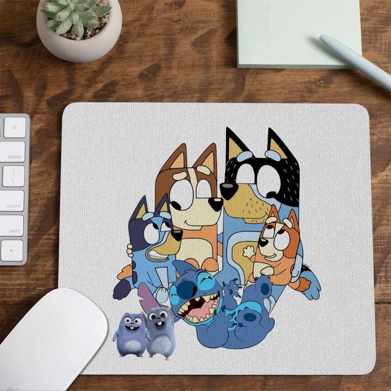 PC, gaming si accesorii - Periferice PC - Mousepad - Mousepad Bluey Family Stitch Stich Bingo CoolTrend, 21x19cm - Infinity.ro