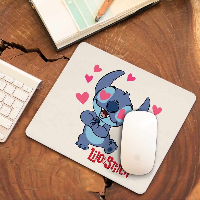 PC, gaming si accesorii - Periferice PC - Mousepad - Mousepad Stitch in Love Dragobete Valentines Day CoolTrend, 21x19cm - Infinity.ro