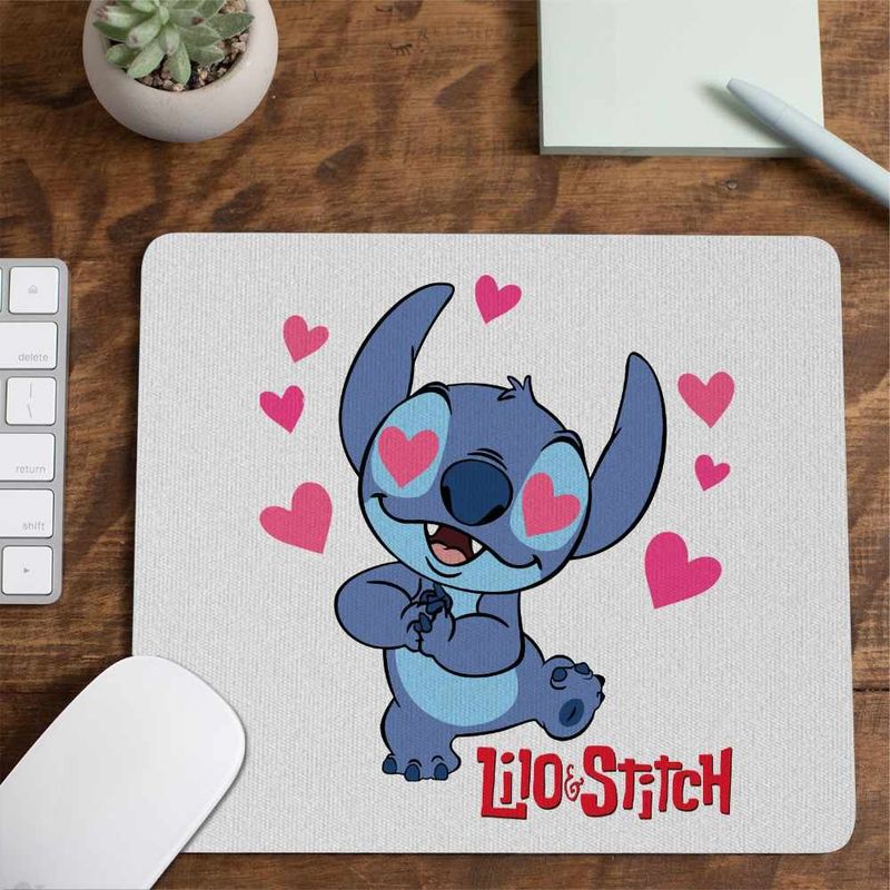 PC, gaming si accesorii - Periferice PC - Mousepad - Mousepad Stitch in Love Dragobete Valentines Day CoolTrend, 21x19cm - Infinity.ro