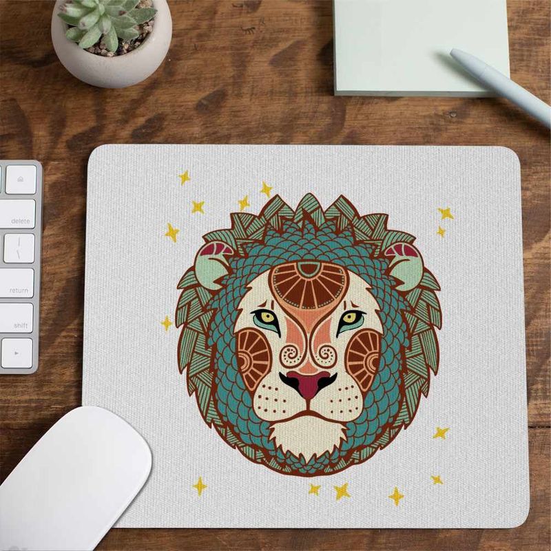 PC, gaming si accesorii - Periferice PC - Mousepad - Mousepad Leu Zodiac Horoscop Leo Mandala Astrologie CoolTrend, 21x19cm - Infinity.ro