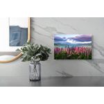 Casa si Gradina - Decoratiuni - Tablouri - Tablou Canvas, "Lupini multicolori la marginea lacului", 39 x 26 cm - Infinity.ro