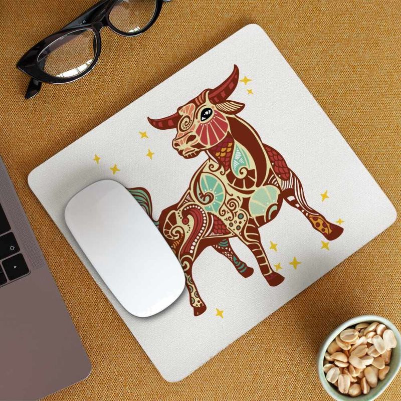 PC, gaming si accesorii - Periferice PC - Mousepad - Mousepad Taur Zodiac Horoscop Taurus Mandala Astrologie CoolTrend, 21x19cm - Infinity.ro