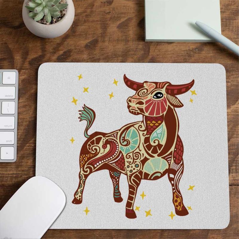 PC, gaming si accesorii - Periferice PC - Mousepad - Mousepad Taur Zodiac Horoscop Taurus Mandala Astrologie CoolTrend, 21x19cm - Infinity.ro