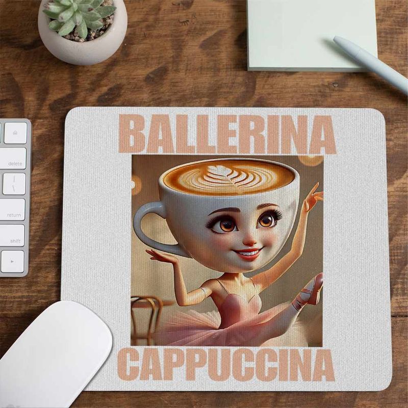 PC, gaming si accesorii - Periferice PC - Mousepad - Mousepad Ballerina Cappuccina Italian Meme Brainrot Brain Rot CoolTrend, 21x19cm - Infinity.ro
