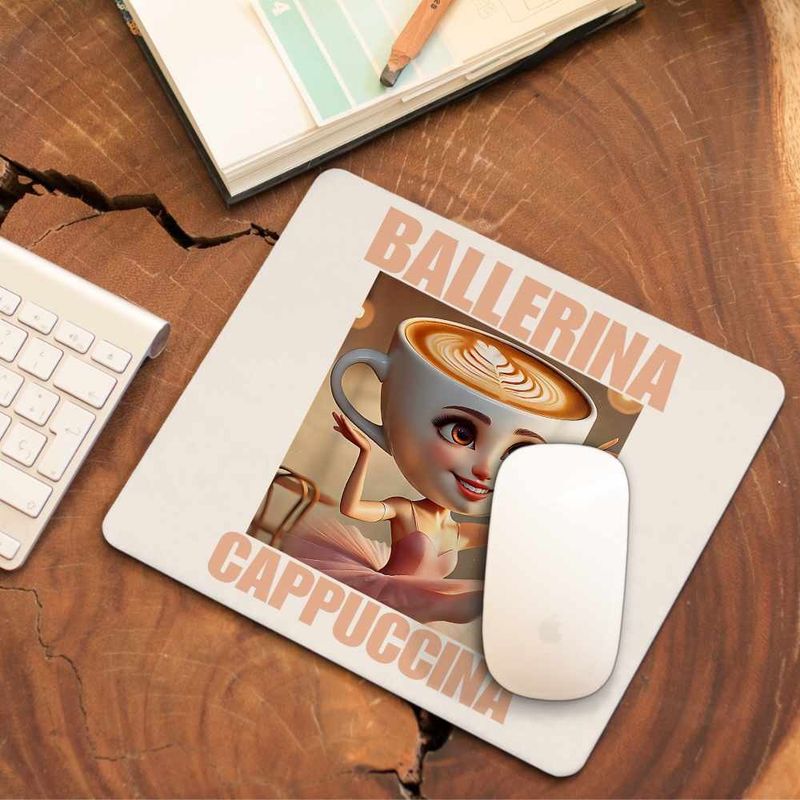 PC, gaming si accesorii - Periferice PC - Mousepad - Mousepad Ballerina Cappuccina Italian Meme Brainrot Brain Rot CoolTrend, 21x19cm - Infinity.ro