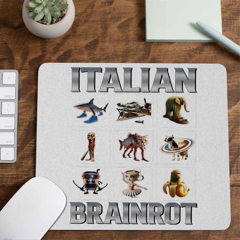 PC, gaming si accesorii - Periferice PC - Mousepad - Mousepad Tralalero Crocodilo Sahur Cappucino Italian Meme Brainrot Brain Rot CoolTrend, 21x19cm - Infinity.ro