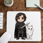 PC, gaming si accesorii - Periferice PC - Mousepad - Mousepad Game of Thrones Jon Snow Ghost Wolf, 21x19cm - Infinity.ro