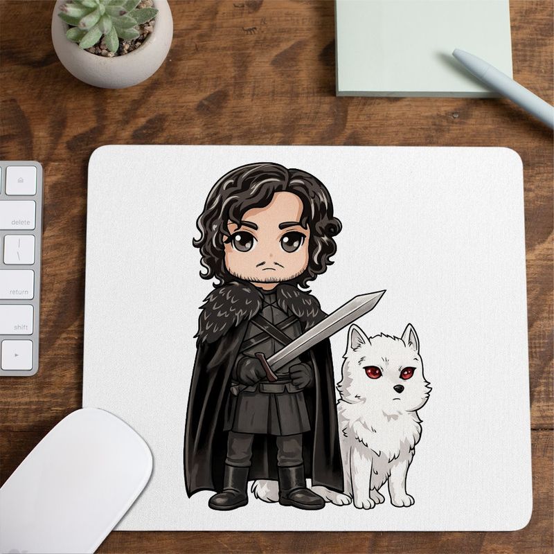 PC, gaming si accesorii - Periferice PC - Mousepad - Mousepad Game of Thrones Jon Snow Ghost Wolf, 21x19cm - Infinity.ro