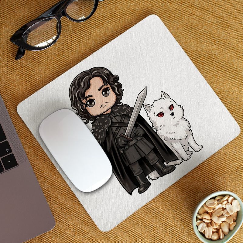 PC, gaming si accesorii - Periferice PC - Mousepad - Mousepad Game of Thrones Jon Snow Ghost Wolf, 21x19cm - Infinity.ro
