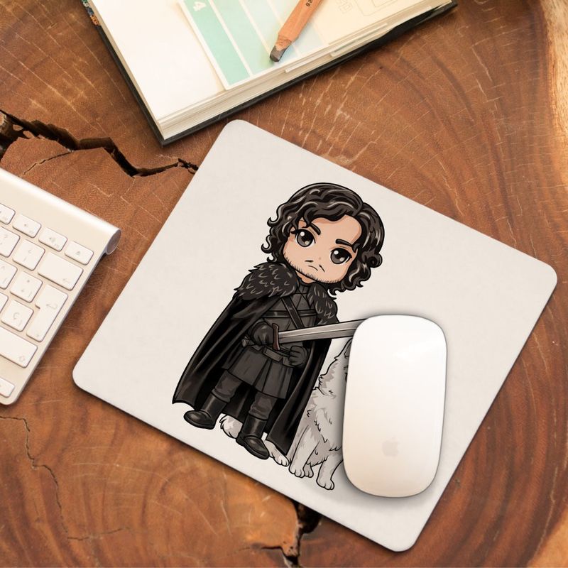 PC, gaming si accesorii - Periferice PC - Mousepad - Mousepad Game of Thrones Jon Snow Ghost Wolf, 21x19cm - Infinity.ro
