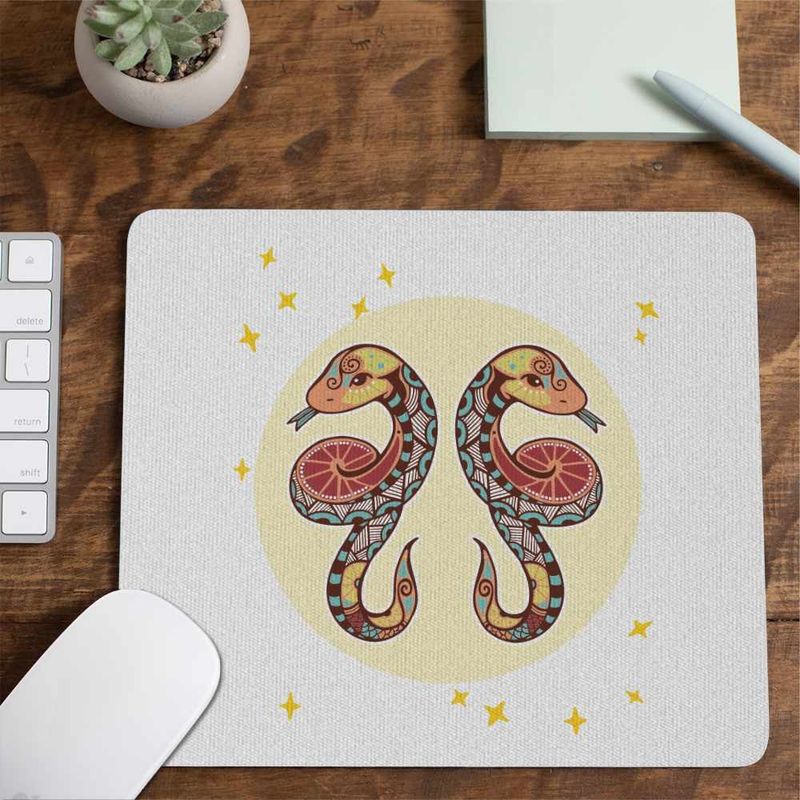 PC, gaming si accesorii - Periferice PC - Mousepad - Mousepad Gemeni Zodiac Horoscop Gemini Mandala Astrologie Serpi CoolTrend, 21x19cm - Infinity.ro