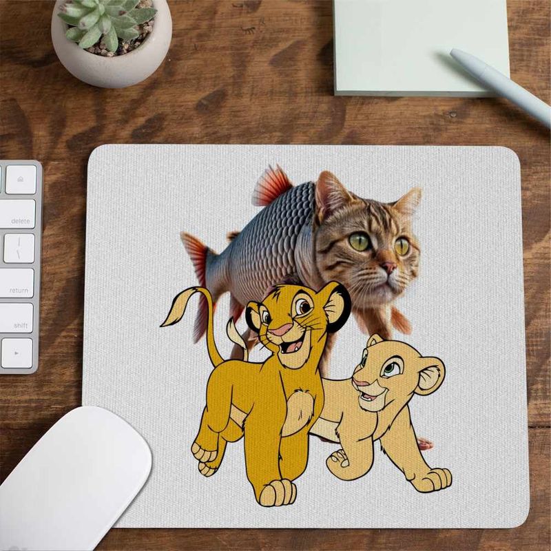 PC, gaming si accesorii - Periferice PC - Mousepad - Mousepad Trulimero Trulichina Pisica Peste Regele Leu Simba CoolTrend, 21x19cm - Infinity.ro