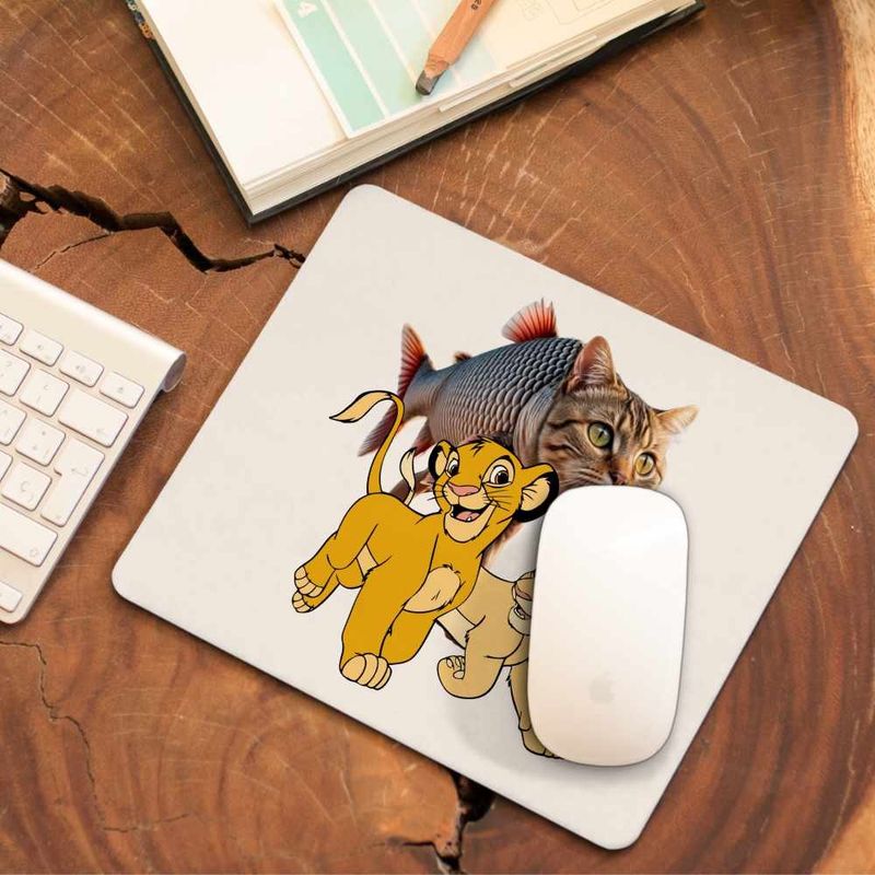 PC, gaming si accesorii - Periferice PC - Mousepad - Mousepad Trulimero Trulichina Pisica Peste Regele Leu Simba CoolTrend, 21x19cm - Infinity.ro