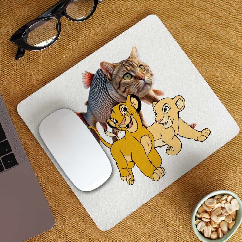 PC, gaming si accesorii - Periferice PC - Mousepad - Mousepad Trulimero Trulichina Pisica Peste Regele Leu Simba CoolTrend, 21x19cm - Infinity.ro