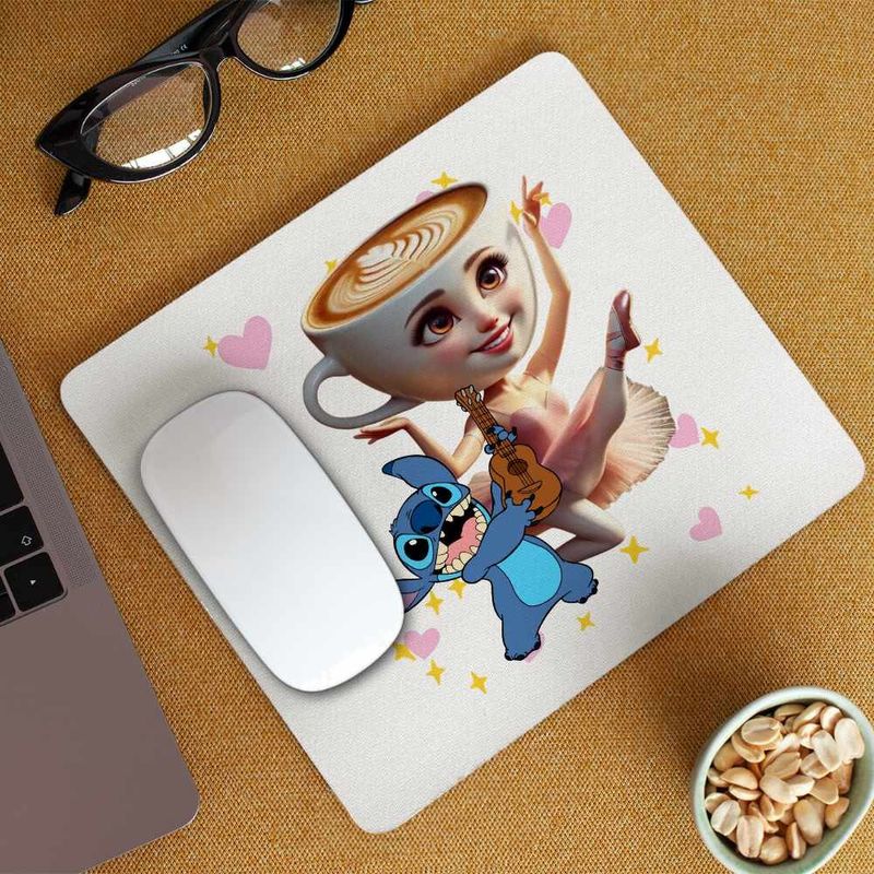 PC, gaming si accesorii - Periferice PC - Mousepad - Mousepad Stitch Balerina Cappucina Tiktok CoolTrend, 21x19cm - Infinity.ro