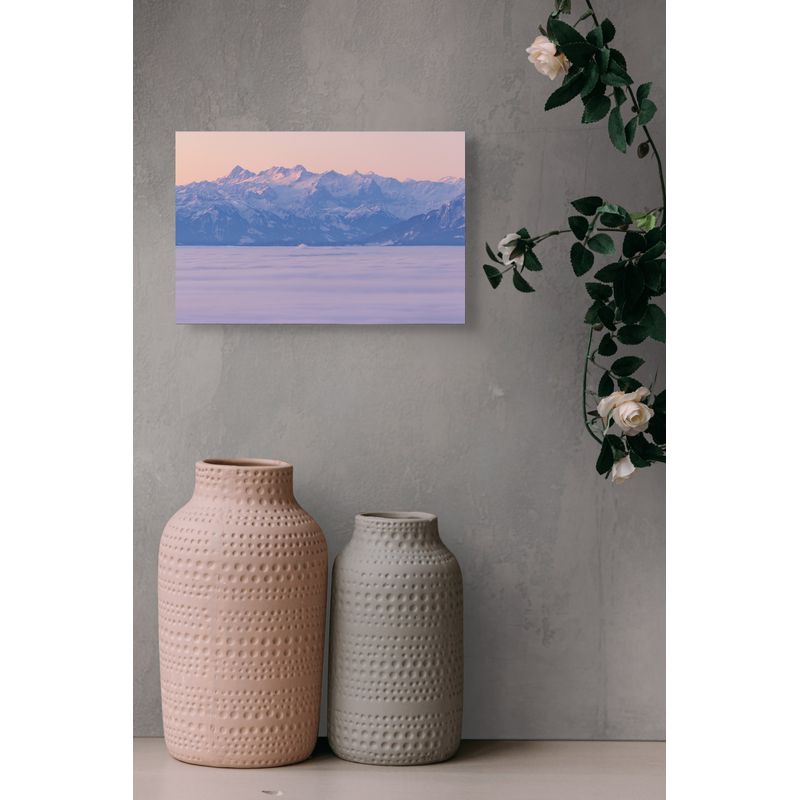 Casa si Gradina - Decoratiuni - Tablouri - Tablou Canvas, "Muntele deasupra norilor rozalii", 39 x 26 cm - Infinity.ro