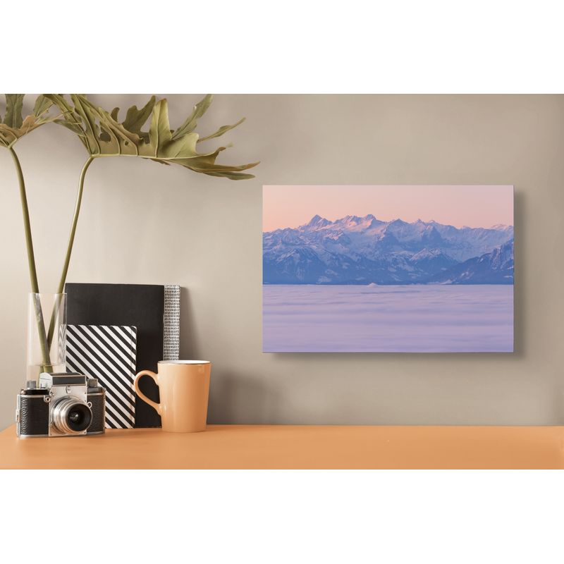 Casa si Gradina - Decoratiuni - Tablouri - Tablou Canvas, "Muntele deasupra norilor rozalii", 39 x 26 cm - Infinity.ro