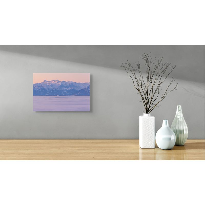 Casa si Gradina - Decoratiuni - Tablouri - Tablou Canvas, "Muntele deasupra norilor rozalii", 39 x 26 cm - Infinity.ro