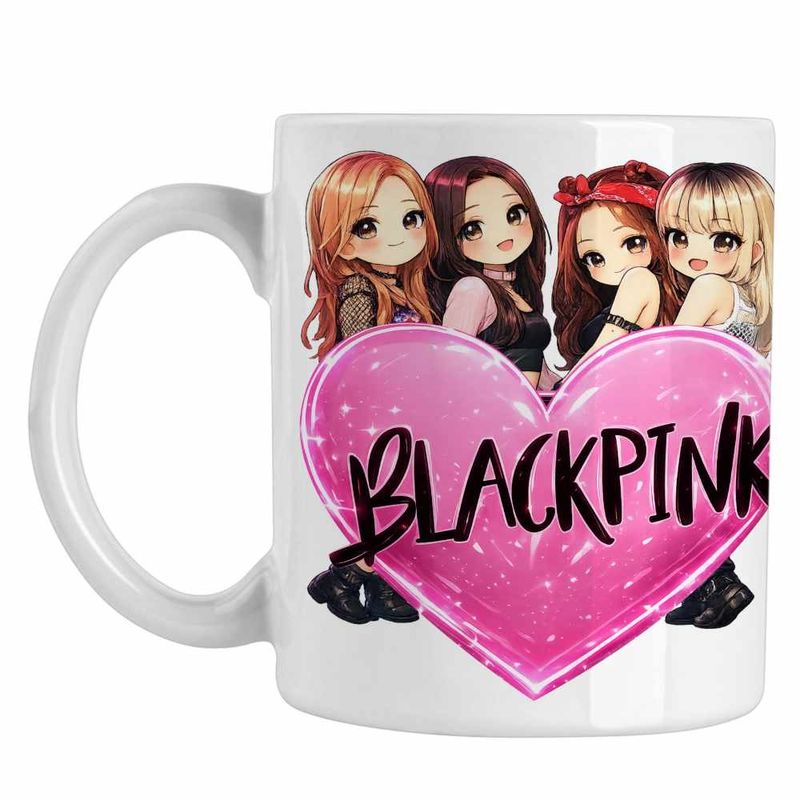 Casa si Gradina - Bucatarie si vesela - Cani si pahare - Cani si cesti - Cana BlackPink Heart Kpop Merch, alba, 330ml - Infinity.ro