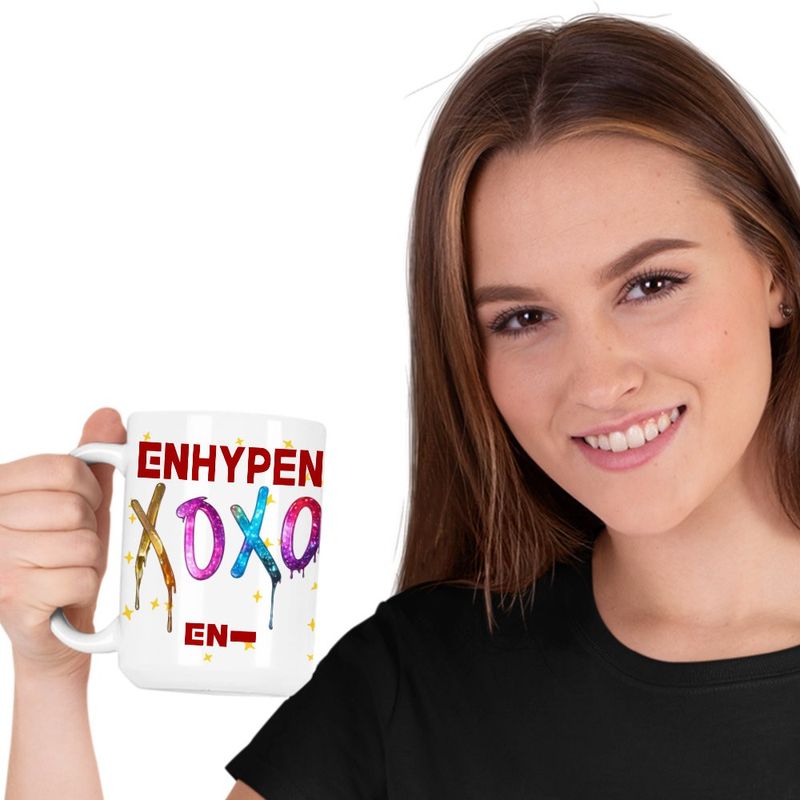 Casa si Gradina - Bucatarie si vesela - Cani si pahare - Cani si cesti - Cana Enhypen Merch Kpop, alba, 330ml - Infinity.ro