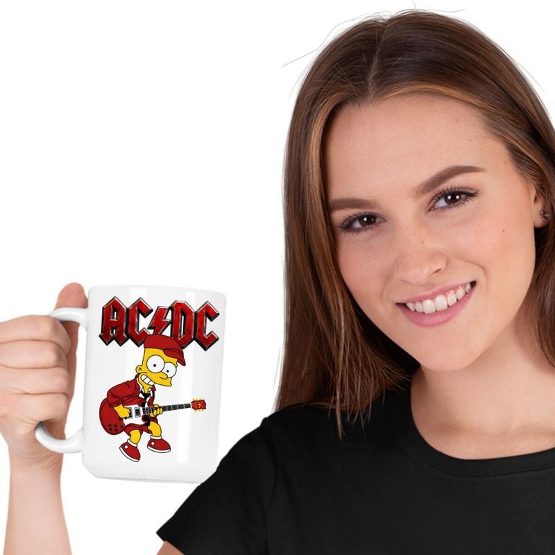 Casa si Gradina - Bucatarie si vesela - Cani si pahare - Cani si cesti - Cana ACDC The Simpsons Bart AC/DC Merch, alba, 330ml - Infinity.ro