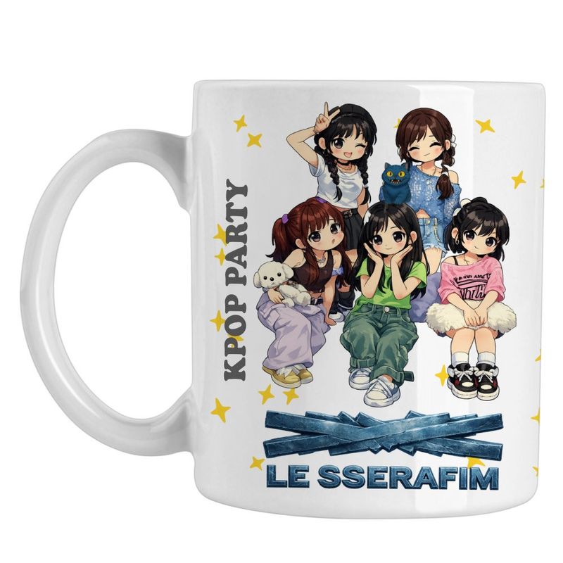 Casa si Gradina - Bucatarie si vesela - Cani si pahare - Cani si cesti - Cana Le Sserafim Kpop Serafim Merch, alba, 330ml - Infinity.ro