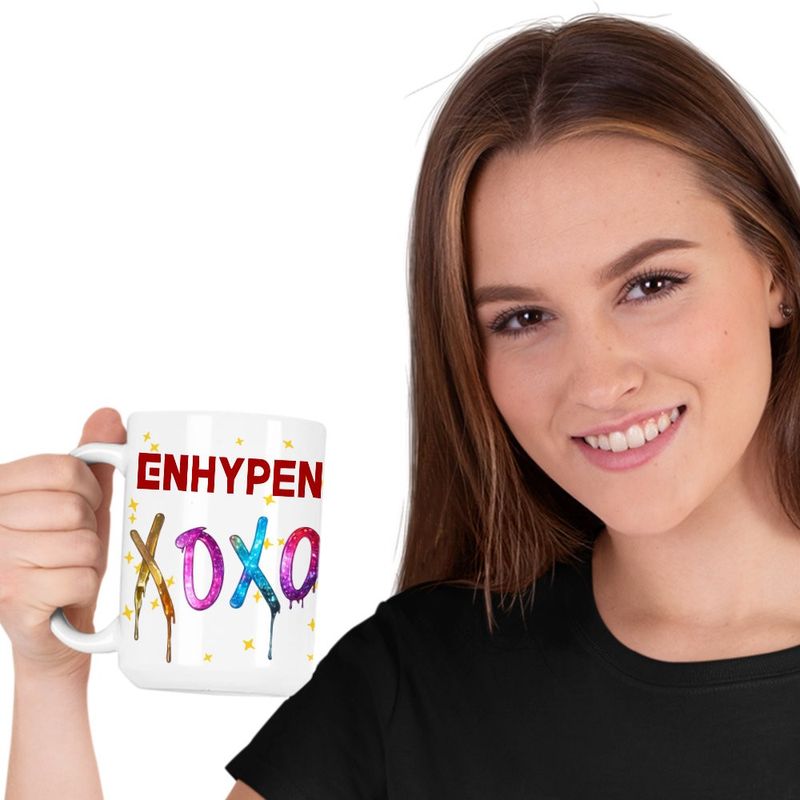 Casa si Gradina - Bucatarie si vesela - Cani si pahare - Cani si cesti - Cana Enhypen Cool Kpop Merch, alba, 330ml - Infinity.ro