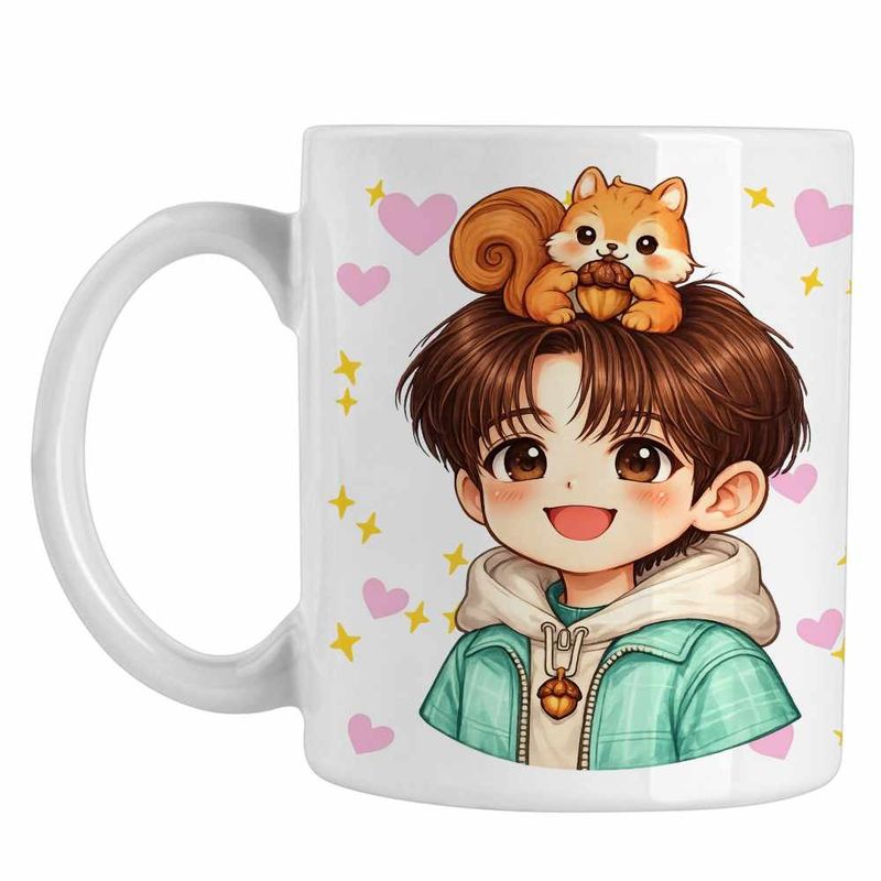 Casa si Gradina - Bucatarie si vesela - Cani si pahare - Cani si cesti - Cana Shinee Minhe Chibi Kpop, alba, 330ml - Infinity.ro