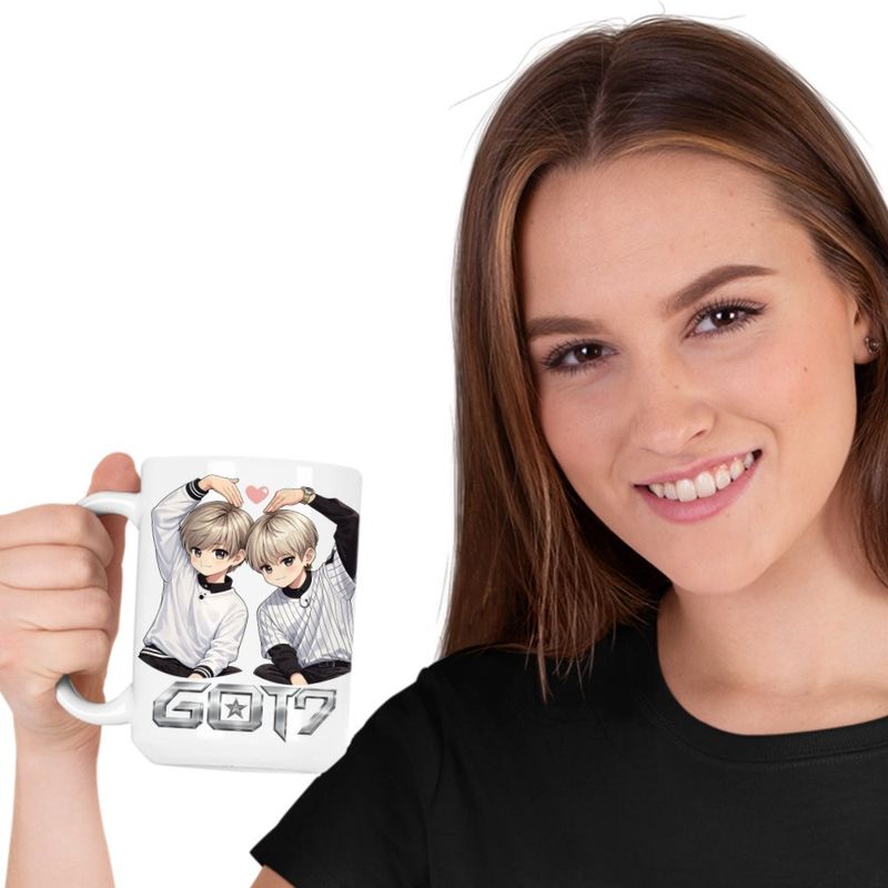 Casa si Gradina - Bucatarie si vesela - Cani si pahare - Cani si cesti - Cana Got7 Kpop Merch Cartoon, alba, 330ml - Infinity.ro