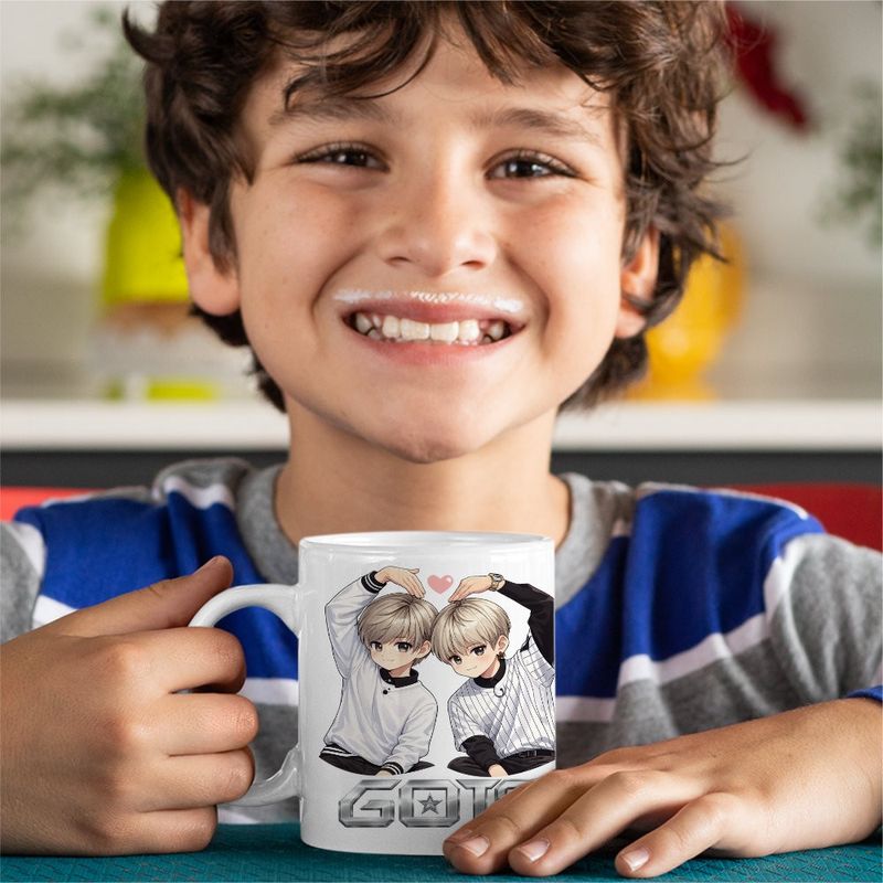 Casa si Gradina - Bucatarie si vesela - Cani si pahare - Cani si cesti - Cana Got7 Kpop Merch Cartoon, alba, 330ml - Infinity.ro
